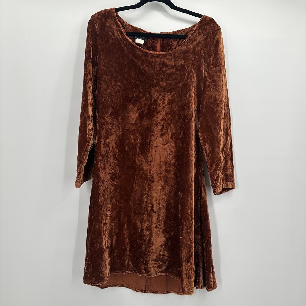 Citron Santa Monica Dress Womens Large Brown Crushed Velvet 100% Rayon Made USA